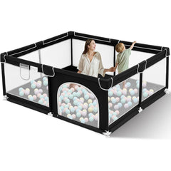 Large baby playpen black mesh