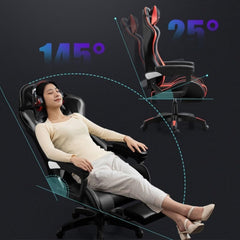 Ergonomic Gaming Chair with Backrest and Footrest