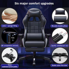 Ergonomic Gaming Chair with Backrest and Footrest