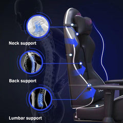 Ergonomic Gaming Chair with Backrest and Footrest