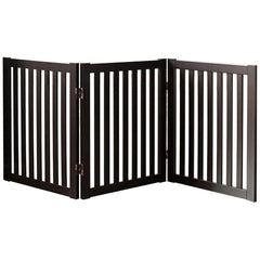 Wooden Pet Safety Gate Barrier Portable Door 3 Panel Grey