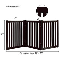 Wooden Pet Safety Gate Barrier Portable Door 3 Panel Grey