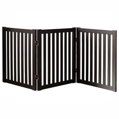 Wooden Pet Safety Gate Barrier Portable Door 3 Panel Grey