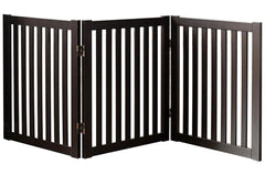 Wooden Pet Safety Gate Barrier Portable Door 3 Panel Grey