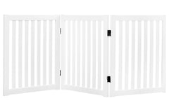 Wooden Pet Safety Gate Barrier Portable Door 3 Panel White