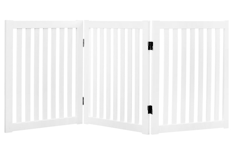 Wooden Pet Safety Gate Barrier Portable Door 3 Panel White