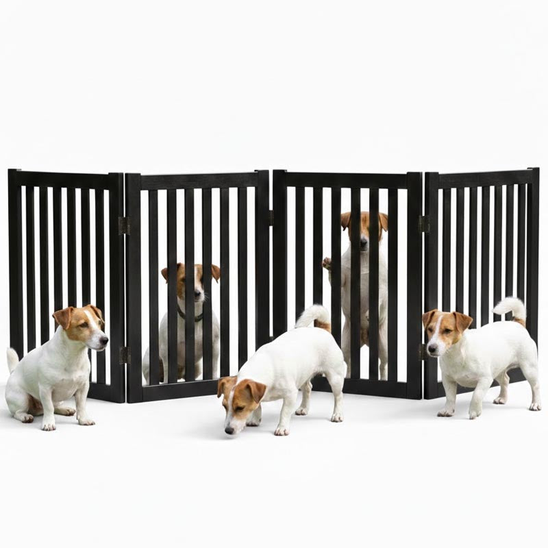 Grey wooden pet gate