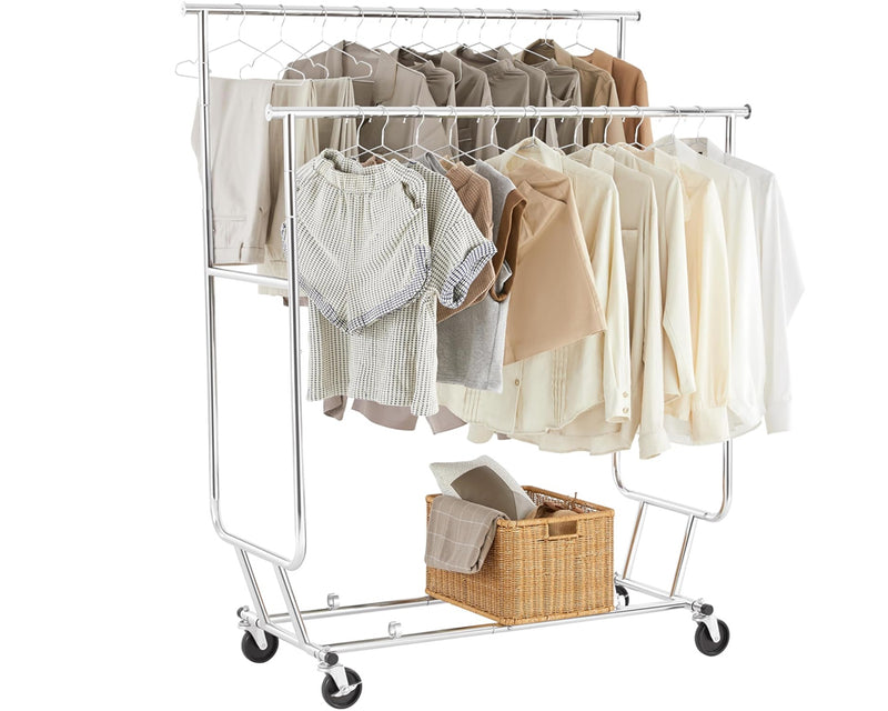 Heavy-Duty Industrial Double Rail Clothes Rack