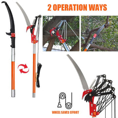 Manual Pole Saw Extendable Tree Pruner Fiberglass Pole Scissors