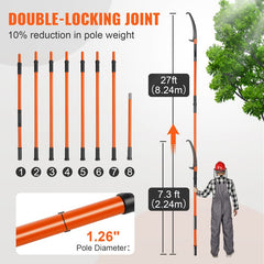 Manual Pole Saw Extendable Tree Pruner Fiberglass Pole Scissors