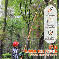 Manual Pole Saw Extendable Tree Pruner Fiberglass Pole Scissors