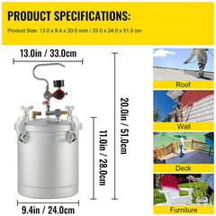 Commercial Paint Pressure Tank - 10L Capacity