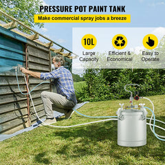 Pressure Tank Pot With Spray Gun Gauge Hose House DIY Painting Air Tools 10Litre