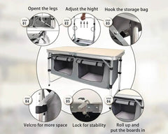 Folding Camping Table with storage