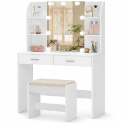Dressing Table With Mirror - White