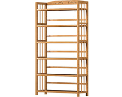 6 Tier Shelf bamboo Bookcase Bookshelf - Bookcase Bookshelf