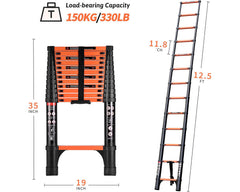 3.8M Telescoping Ladder Black