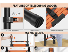 3.8M Telescoping Ladder Black