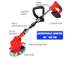 Cordless Grass Trimmer – 650W Foldable Lawn Mower with Adjustable Telescopic Handle