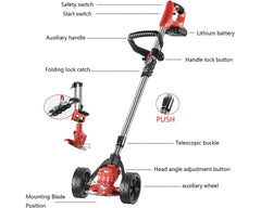 Push Weed Eater strimmer Foldable, Battery Operated Grass Cutter