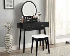 Black Dressing Table with LED Mirror