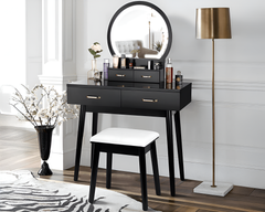 Black Dressing Table with LED Mirror