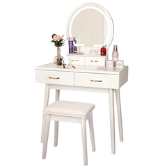 Dressing Table with Mirror and Storage Drawers - Dressing Table with Mirror