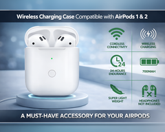 Replacement Wireless Charging Case for AirPods 1 & 2 – 700mAh Qi