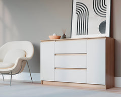 Handle-Free Chest of Drawers 140cm – Modern Storage Cabinet with Cupboards & Drawers