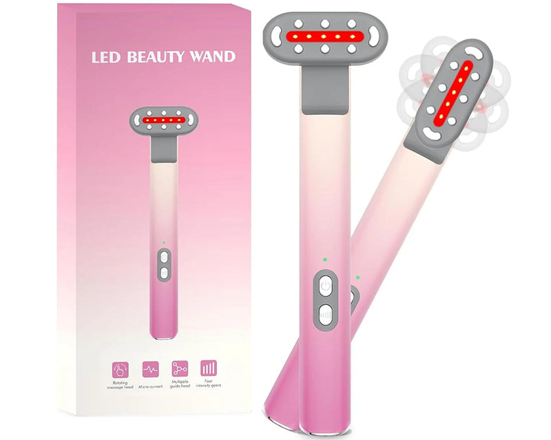LED Face Wand Light Device with Facial Massager