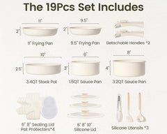 19 Piece Nonstick Induction Cookware Set