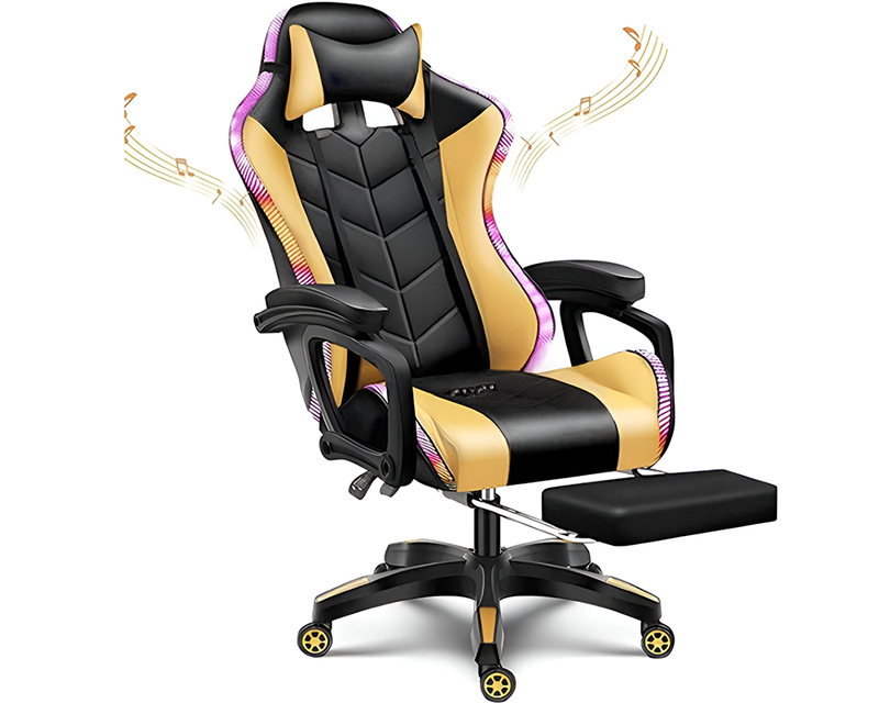 Gaming Chair - Gaming Chair with Foot Rest RGB Light