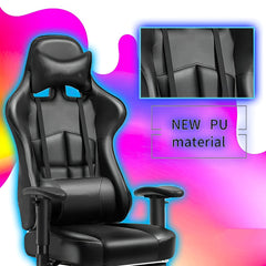 Gaming Desk & Chair Combo – RGB LED Desk + Ergonomic PU Chair with Footrest Black
