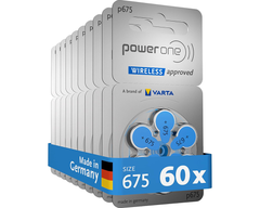 PowerOne P675 size 675 Hearing Aid Batteries 60 Pack