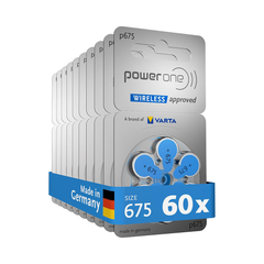 PowerOne P675 size 675 Hearing Aid Batteries 60 Pack