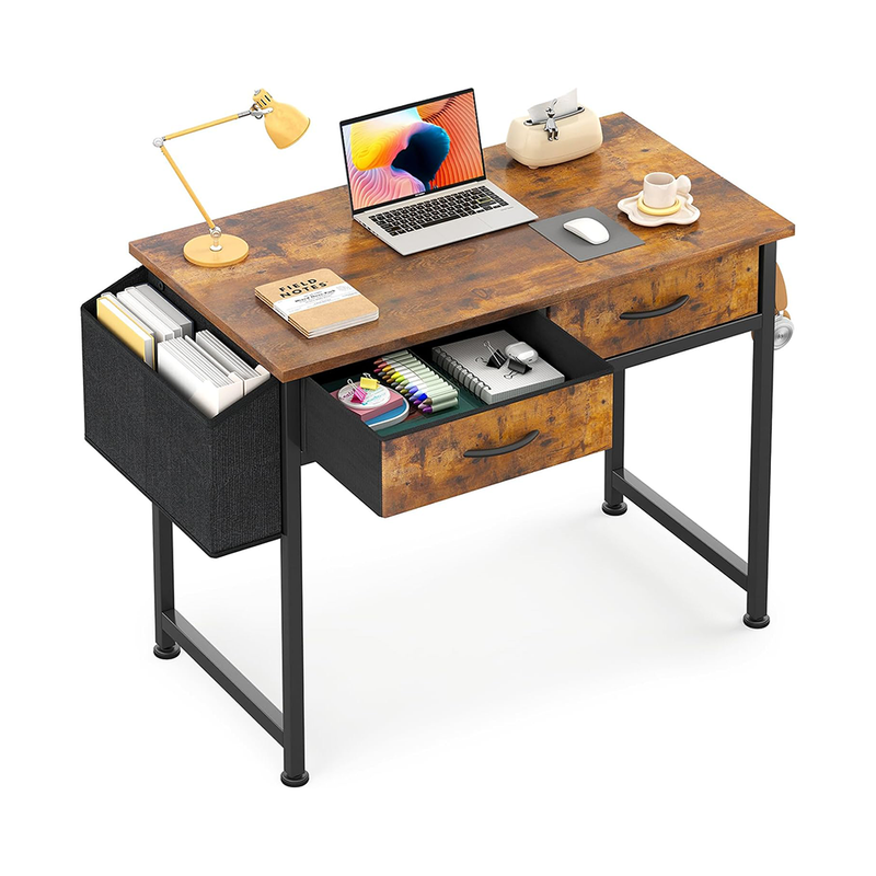 Compact computer desk rustic brown