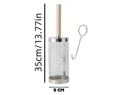 Rolling Grill Basket – Stainless Steel BBQ Net Tube for Meat, Vegetables & Seafood Outdoor Cooking