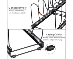 Expandable Lid & Pan Organiser Black Rack
