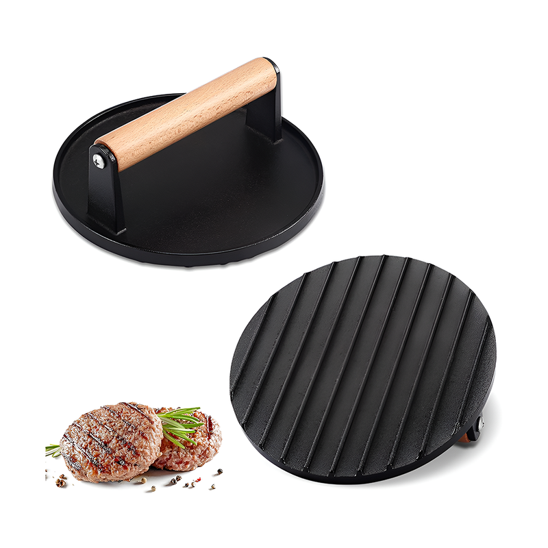 Cast iron smash burger press