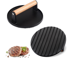 Cast Iron Smash Burger Press BBQ Cast Iron Smash Burger Press with Silicone Handle