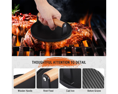 Cast Iron Smash Burger Press BBQ Cast Iron Smash Burger Press with Silicone Handle