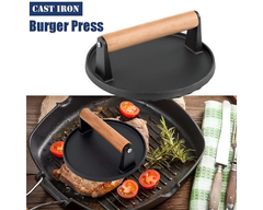 Cast Iron Smash Burger Press BBQ Cast Iron Smash Burger Press with Silicone Handle