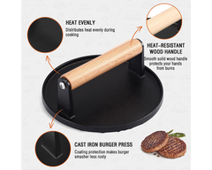 Cast Iron Smash Burger Press BBQ Cast Iron Smash Burger Press with Silicone Handle