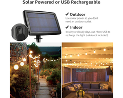 Solar Powered Festoon String Lights 15m with 50 Bulbs