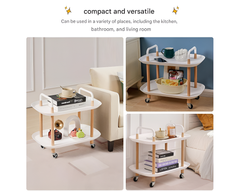Utility Rolling Cart 2 Tiers Multi-Function Utility Rolling Cart