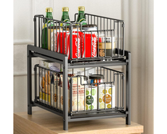 2 Tier Sliding Basket Organizer for Cabinets
