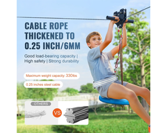 Zipline Kit for Kids 100ft Outdoor Zipline Kit with Seat & Harness