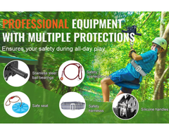 Zipline Kit for Kids 100ft Outdoor Zipline Kit with Seat & Harness
