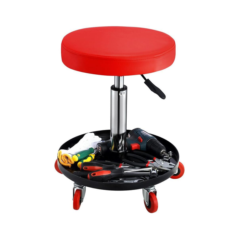 Rolling garage stool with wheels