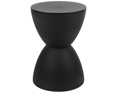 Black Round Side Table – Modern Hourglass Drum Stool for Home, Living Room & Bedroom (Black)